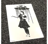 Banksy Nola - Stencil da bambina con ombrello, decorazione da parete per la casa, graffiti Art (31 x 54 cm)