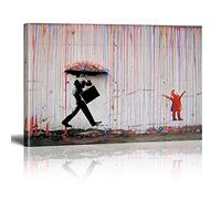 Banksy Quadri su Tela Colorful Rain Graffiti Street Art Murale Pop Art Pittura Stampa Stampa Moderna Immagini da parete XXL Decorazione da parete con cornice 40 x 30 cm