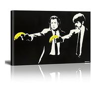 Banksy Quadri su Tela Stampa Pulp Fiction Graffiti Street Art Murale Quadro Pop Art Pittura Stampa Stampa Moderna Murale XXL Decorazione da Parete con Cornice 40x30 cm