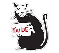 Banksy Rat - Adesivo da parete con graffiti in vinile per finestre, auto, computer portatile, misura M, 10 x 8 cm