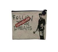 Banksy Street Art Graffiti Art Contemporain Militant Londra - Astuccio per trucco in tela effetto lino, astuccio da toeletta, portamonete, Dream, 15 x 10 cm, Astuccio per il trucco