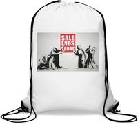 Banksy Street Art Sale Ends Today - Sacca da palestra casual, con coulisse, colore: bianco, bianco, Taglia unica
