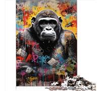 Banksy Style Gorilla Art Puzzle per Adulti Puzzle da 1000 Pezzi Puzzle in Legno per Ragazzi Ragazze Bambini Piccolo Puzzle Regalo per Amici di Famiglia Dimensioni (50x75 cm)