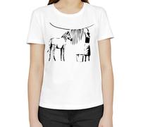 Banksy Zebra T-Shirt Classica da Donna Girocollo Maniche Corte Medium