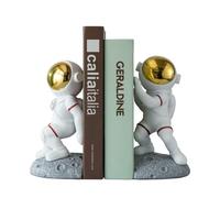 Banllis Fermalibri a tema spaziale per mensole, fermalibri con luna astronauta per camera dei bambini, fermalibri decorativi per contenere libri pesanti, ragazzi e ragazze (grigio)