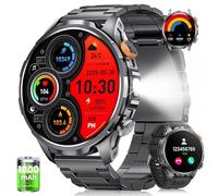 BANLVS Smartwatch Uomo Militare, 1.91“ AMOLED Smartwatch Fitness con Batteria 1000mAH/5 ATM Impermeabile/Torcia LED/110+ Modalità Sportive/SpO2/Pulsometro/Sonno, Orologio Uomo per Android iOS, Nero
