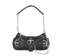 Banned Alternative Borsa gotica da donna | Borsa a tracolla Y2K con fibbie e catene | Borsa nera in ecopelle stile punk | Include tracolla | Modello Night Vibe