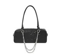 Banned Alternative Borsa gotica donna | Borsa a mano strutturata con teschio inciso | Borsa a tracolla nera con catena rimovibile | Modello Midnight Bound