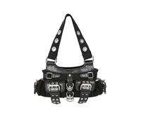 Banned Alternative Borsa gotica Donna | Borsa a Tracolla Y2K con Fibbie | Punk Stile Mall Goth | Tracolla con Occhielli | Modello Dark Doll