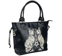 Banned Alternative Esoteric Cat Bag Donna Borsetta nero/bianco 100% poliuretano