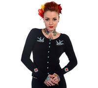 Banned - Cardigan da donna Rondine, stile rétro Rockabilly Nero - nero M