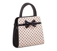 Banned Carla Retro Bag anni '50 Rockabilly Polka Ecopelle Borsa a mano con manico superiore, Beige, Medium