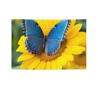 Banner a farfalla blu girasole personalizzato grandi banner per feste all'aperto Lndoor segni con quattro fori rotondi in metallo banner segno per la decorazione di feste aziendali