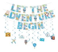 Banner a Tema di Viaggio, 28 Pezzi Voyage Party Decorations, Ciondoli a Spirale Forniture, Banner a Tema di Adventure, Let The Adventure Begin Decorazioni, Festa per Laurea Pensionamento Compleanno