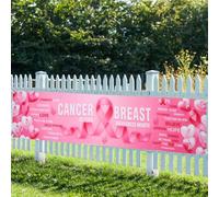 Banner Awareness Salute Seno, Nastro Rosa Speranza Fede Forza Coraggio Sfondo con Nastro Insegna Ispiratrice per Donne Regalo Mese Sensibilizzazione Ottobre Decorazioni Eventi Beneficenza