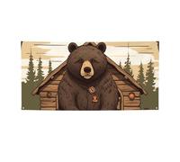 Banner Banner per interni ed esterni cartello personalizzato rustico Lodge Bear Banner per feste Segni riutilizzabili Cartello vuoto 300D poliestere decorazione banner per decorazione per feste