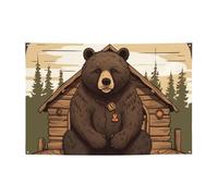 Banner Banner per interni ed esterni cartello personalizzato rustico Lodge Bear Banner per feste Segni riutilizzabili Cartello vuoto 300D poliestere decorazione banner per decorazione per feste