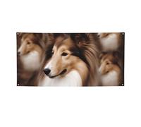 Banner Banner per interni ed esterni cartello personalizzato Shelties Dog Banner per feste Segni riutilizzabili Cartello vuoto 300D Poliestere Decorazione Banner per la decorazione di feste