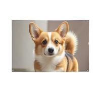 Banner Banner per interni ed esterni segno personalizzato carino corgi dog banner per feste segni riutilizzabili cartello vuoto 300D poliestere decorazione banner per decorazione festa