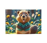 Banner Banner per interni ed esterni segno personalizzato cartone animato castoro banner banner per feste Segni riutilizzabili segno vuoto 300D poliestere decorazione banner per la decorazione del