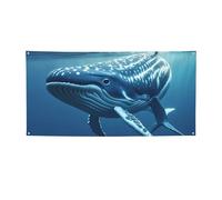 Banner Banner per interni ed esterni segno personalizzato piccola balena blu nuoto Banner segni per feste riutilizzabile cartello vuoto 300D poliestere decorazione banner per la decorazione del