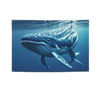 Banner Banner per interni ed esterni segno personalizzato piccola balena blu nuoto Banner segni per feste riutilizzabile cartello vuoto 300D poliestere decorazione banner per la decorazione del