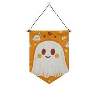 Banner bianchi di Halloween da appendere con asta telescopica bandierine banner bandiere decorazioni per feste all'aperto per interni, feste all'aperto