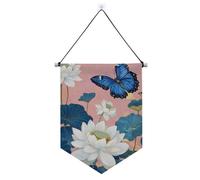 Banner bianco floreale floreale farfalla animale appeso con asta telescopica banner per porta banner per feste e decorazioni per ufficio, scuola, aula, dormitorio, casa