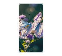 Banner bianco viola farfalle copertura della porta 90 x 180 cm striscioni per feste cartello di benvenuto stagionale decorazione verticale porta appeso per portico ingresso decorazione giardino