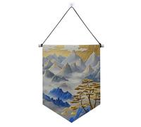 Banner blu e oro con paesaggio cinese da appendere con bandiera telescopica banner da appendere alla parete decorazioni per feste per ufficio, scuola, aula, dormitorio, casa