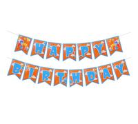 Banner Buon Compleanno Blu e Arancione, Bandiera a Coda Rondine Stile Cartoon Ghirlanda Compleanno con Corda Decorazioni Festa Appendere per Bambini Ragazzi Ragazze, Assemblaggio DIY Richiesto