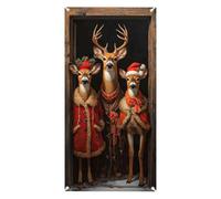 Banner con copertina per Natale, 90 x 180 cm, decorazione piatta in 2D | | Front Entrance Hanging Backdrop Articoli fotografici in tessuto di Babbo Natale Inverno Snowflake Wall Mural Decor