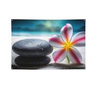 Banner con fiori tropicali e pietra zen decorazione per feste sfondo bandiera festa di compleanno fotografia sfondo decorazione banner e segni decorazione da parete banner forniture per feste