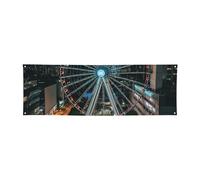 Banner con ruota panoramica in città Banner grandi personalizzati per Lndoor Segnali per feste all'aperto con quattro fori rotondi in metallo banner segno per la decorazione di feste aziendali
