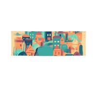 Banner con sagoma di città personalizzato grandi banner per feste all'aperto Lndoor con quattro fori rotondi in metallo banner segno per decorazione festa aziendale