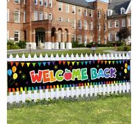 Banner con scritta "Welcome Back To School", 3 x 0,5 m, grande, decorazione per il rientro a scuola, insegna per il primo giorno di scuola, scuola, aula e l'ufficio