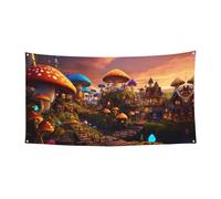 Banner con stampa di funghi magici su un lato per decorazioni festive, compleanni, anniversari, matrimoni, festività