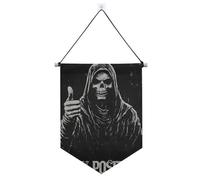 Banner con teschio di Dio della Morte da appendere con asta telescopica banner display decorazioni per feste all'aperto per porte, pareti, finestre, giardini, cortile