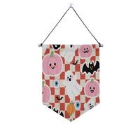 Banner da appendere a forma di zucca di Halloween rosa con asta telescopica divertenti banner per la decorazione esterna della stanza per porte, pareti, finestre, giardini, banderitas para fiestas