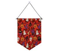 Banner da appendere a forma di zucca mimetica rossa di Halloween con asta telescopica divertenti banner per appendere la stanza decorazioni per feste per ufficio, scuola, aula, dormitorio, banderine