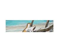 Banner da appendere alla parete, 110 x 30 cm, con chitarra sulla spiaggia, sfondo per feste, poster per Capodanno, laurea, matrimonio, compleanno, decorazione per feste