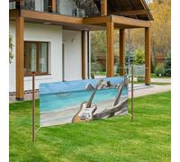 Banner da appendere alla parete, 110 x 60 cm, con chitarra sulla spiaggia, sfondo per feste in spiaggia, poster per Capodanno, laurea, matrimonio, compleanno, decorazione per feste