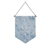 Banner da appendere alla parete blu con motivo a fiocco di neve invernale in rilievo con asta telescopica banner da parete appeso decorazione da parete per Festival & giorno speciale banderitas para
