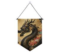 Banner da appendere alla parete con drago nero e dorato con asta telescopica banner bandiere banner per feste e decorazioni per Festival e giorno speciale
