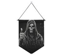 Banner da appendere alla parete con teschio di Dio della Morte con asta telescopica banner display decorazione esterna per porte, pareti, finestre, giardini, cortile