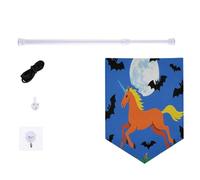 Banner da appendere alla parete con unicorni di Halloween con asta telescopica bandierine per feste e decorazioni per porte, pareti, finestre, giardini, cortile