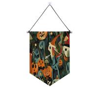 Banner da appendere alla parete di notte di Halloween con asta telescopica porta d'ingresso banner da appendere alla parete decorazioni per feste per porte, pareti, finestre, giardini, cortile