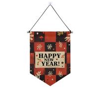 Banner da appendere alla parete in tartan rosso natalizio con asta telescopica banner per feste decorazioni da appendere per porte, pareti, finestre, giardini, cortile