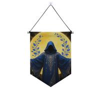 Banner da appendere blu e oro misteriosi tarocchi astrologerk con asta telescopica banner bandiere decorazioni per feste all'aperto per ufficio, scuola, aula, dormitorio, casa