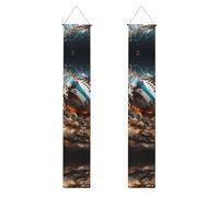 Banner da appendere con scritta "Rugby on Fire" con scritta "Welcome Welcome", bandiere verticali per feste, decorazione per interni ed esterni, 180 x 30,5 cm